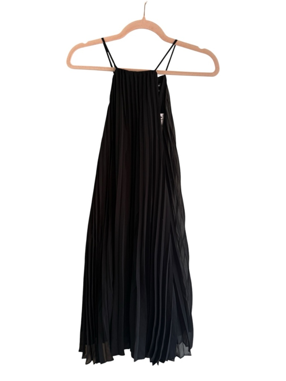 Express Black Halter Dress with Spaghetti Straps